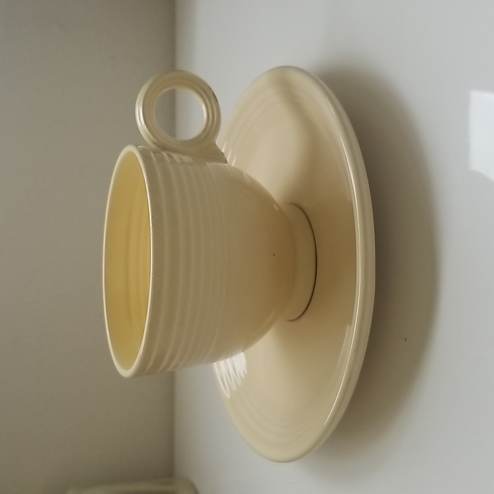 Vintage Fiesta Teacup and Saucer in Original Ivory Glaze
